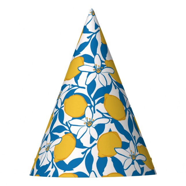 Floral Lemon Sketch Hand Drawn - Party Hat (Front)