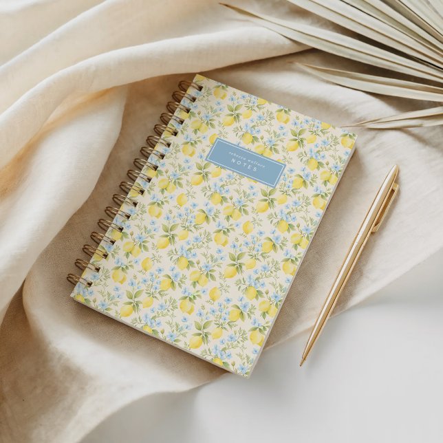 Floral Lemon Yellow & Blue Amalfi Notebook (Creator Uploaded)
