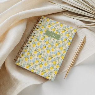 Floral Lemon Yellow, Green & Blue Amalfi Notebook