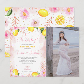 Floral Lemonade Baby Shower Photo Invitation