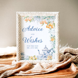 Floral & Lemons Bridal Shower Advice and Wishes  Poster