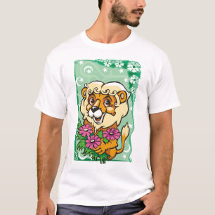 Floral Leo Lion, pink flowers T-Shirt