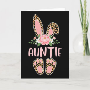 Floral Leopard Auntie Bunny Happy Easter Mother's  Card
