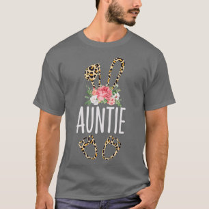Floral Leopard Auntie Bunny Happy Easter Mothers T-Shirt