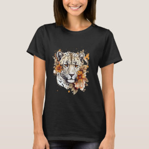 Floral Leopard Blossom Art Cheetah Big Cat Jaguar T-Shirt
