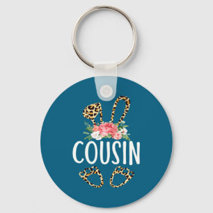 Floral Leopard Cousin Bunny Happy Easter Mothers  Key Ring