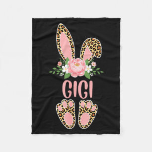 Floral leopard gigi bunny happy easter spring Flor Fleece Blanket