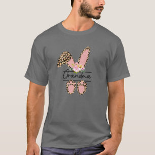 Floral Leopard Grandma Bunny Women Cute Bunny East T-Shirt