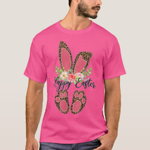 Floral Leopard Mama Bunny Gift Happy Easter Mother T-Shirt