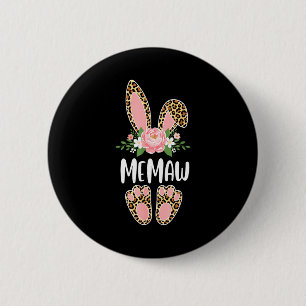 Floral leopard memaw bunny happy easter spring 6 cm round badge