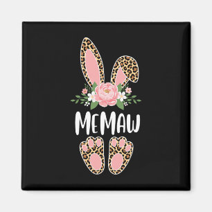 Floral Leopard Memaw Bunny Happy Easter Spring Magnet
