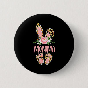 Floral leopard momma bunny happy easter mother'sFl 6 Cm Round Badge