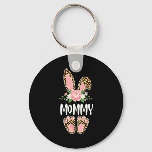 Floral leopard mummy bunny happy easter mother'sFl Key Ring