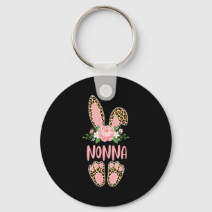 Floral leopard nonna bunny happy easter spring  key ring