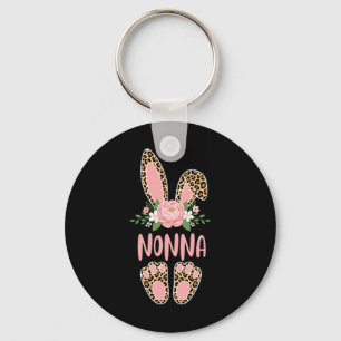 Floral Leopard Nonna Bunny Happy Easter Spring  Key Ring