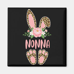 Floral leopard nonna bunny happy easter spring magnet