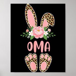 Floral leopard oma bunny happy easter spring Flora Poster