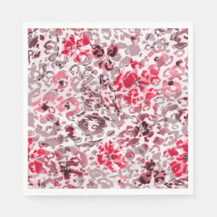 Floral ,leopard,Red and white , red, white, spotte Napkin