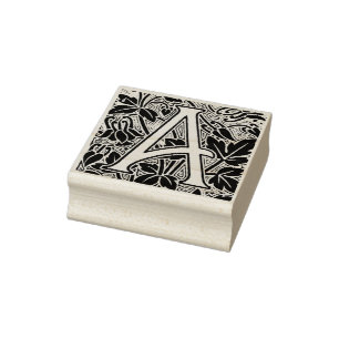 Floral Letter A Rubber Stamp