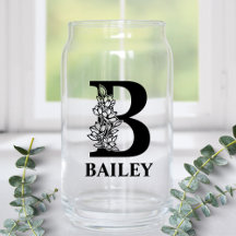 Floral Letter B Monogram and Personalised Name