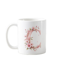 Floral Letter C Cherry Blossom Personalised Mug