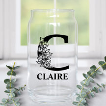 Floral Letter C Monogram and Personalised Name