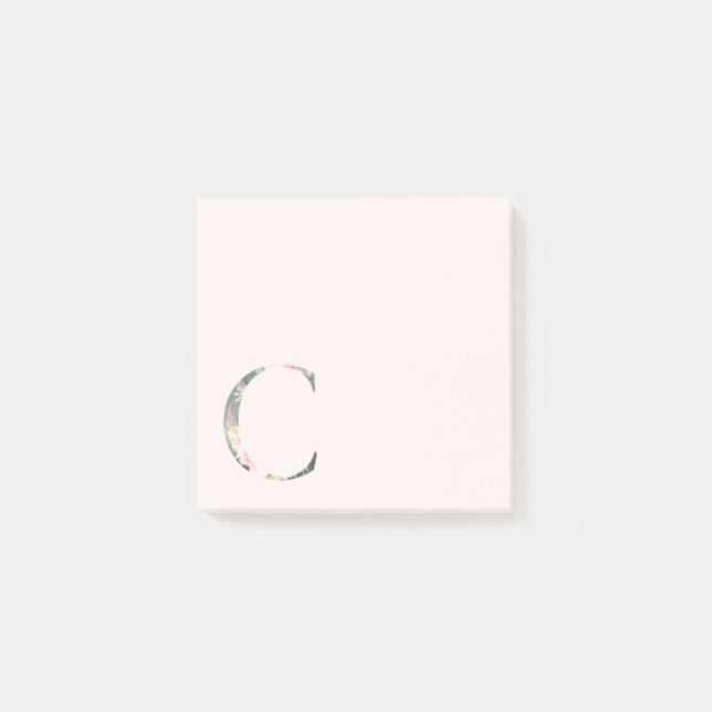 Floral Letter "C" Monogram Post-It Notes (Front)