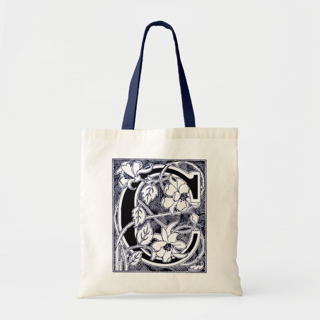 Floral Letter 'C' - Tote Bag (Front)
