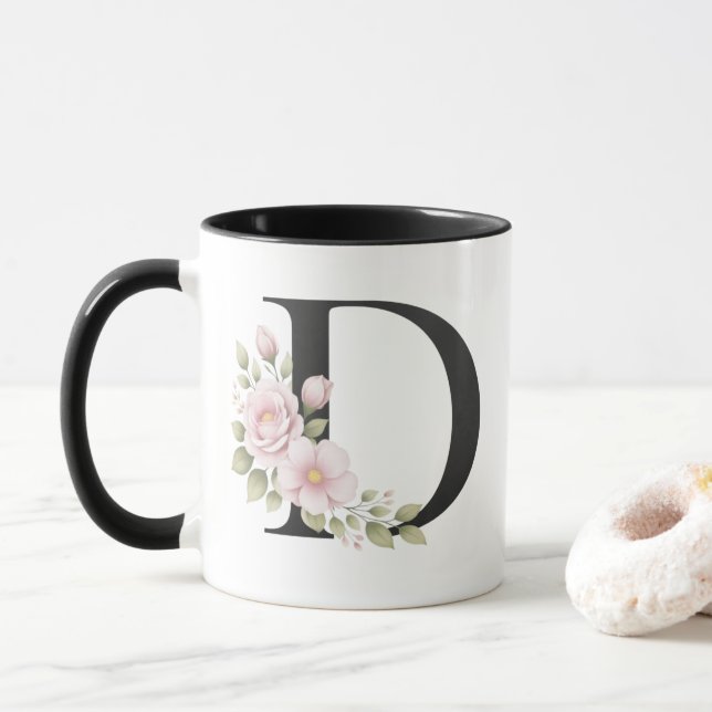Floral Letter D Logo Mug (With Donut)