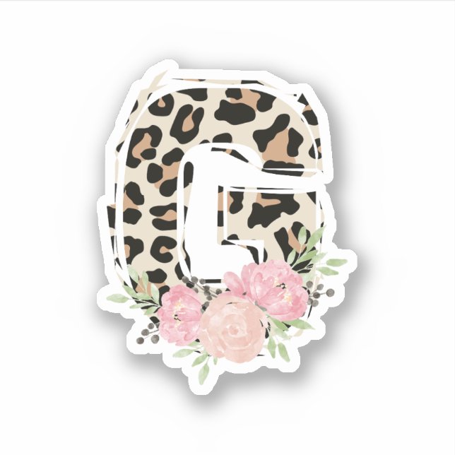 Floral Letter G Initial Name Leopard Cheetah Print (Front)