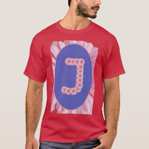 Floral Letter J Pink Gerbera Daisy Monogram T-Shirt