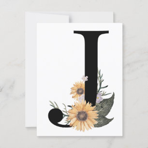 Floral letter J   typography  Postcard