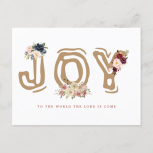 floral letter Joy Christmas Greeting Holiday card