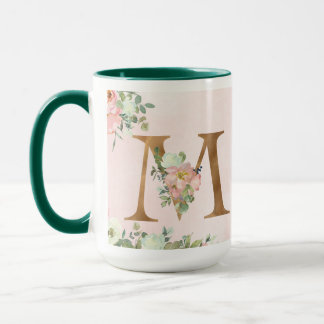 Floral Letter 'M' Mug