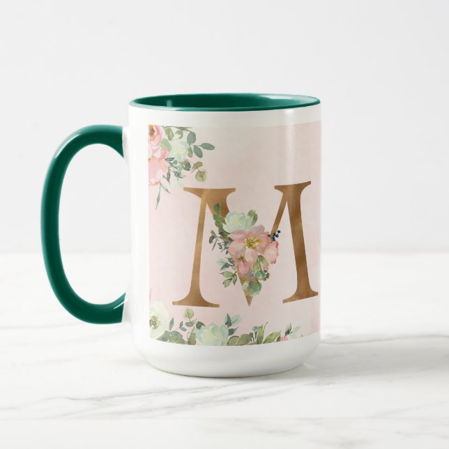 Floral Letter 'M' Mug (Left)