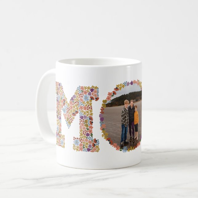 Floral Letter MOM Photo Mug (Front Left)