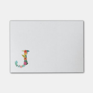 Floral Letter Monogram Initial - J - Post-it Notes