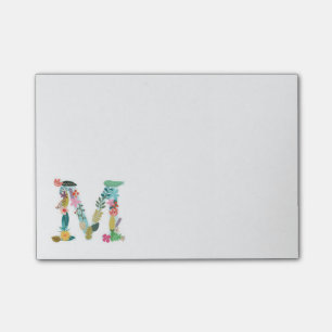 Floral Letter Monogram Initial - M - Post-it Notes