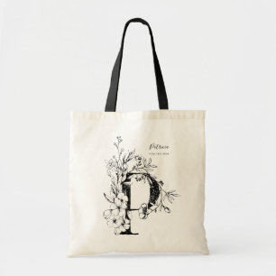 Floral Letter P farmhouse botanical monogrammed Tote Bag