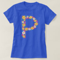Floral letter P woman's basic T-shirt