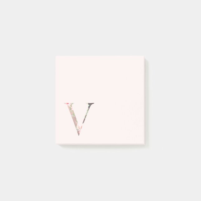 Floral Letter "V" Monogram Notes (Front)