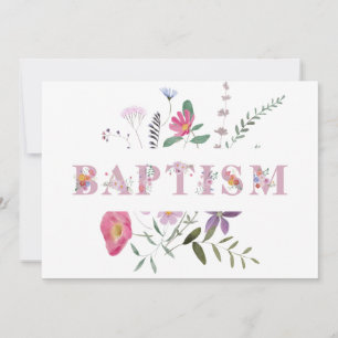 Floral Letters Baptism Invitation