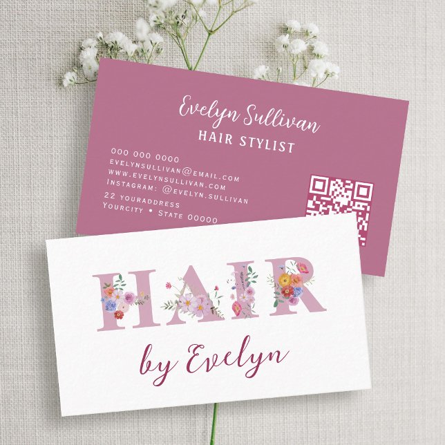 Floral Letters Hair Business Card (Creator Uploaded)