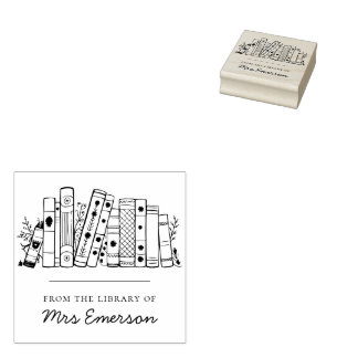 Floral Library Personalised Teacher Book Stamp