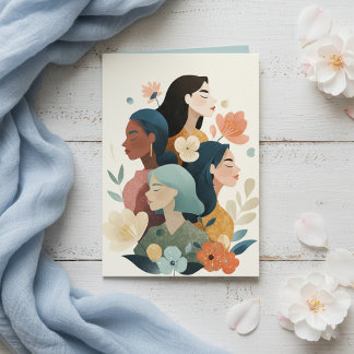 Floral Light Blue International Women's Day Card