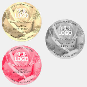 Floral Light Cream Grey Pink Product Labels Logo