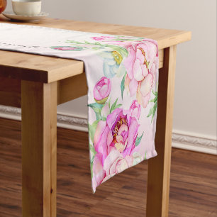 Floral Light Pink Cool Print  Short Table Runner