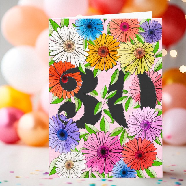 Floral Light Pink Personalised 30th Birthday Card (Creator Uploaded)