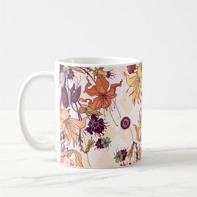 Floral Light Raster Illustration Coffee Mug (Left)