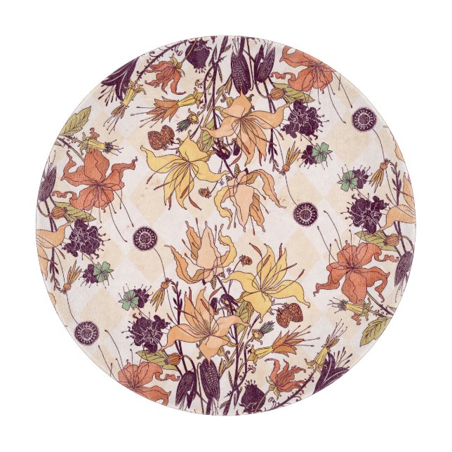 Floral Light Raster Illustration Cutting Board (Front)